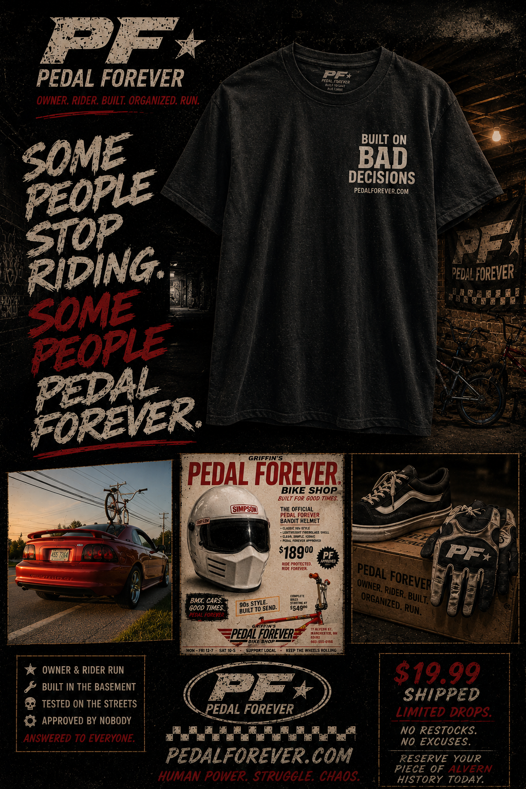 Black T-Shirt Movement Pedal Forever hero graphic