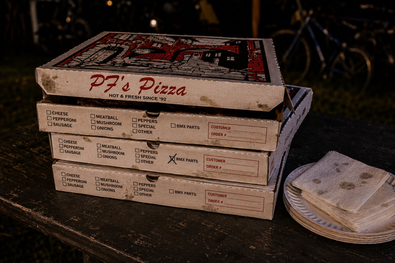 Pedal Forever pizza box fulfillment artifact